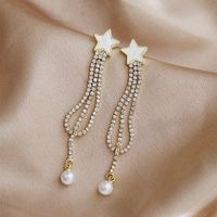 1 Paar Süss Stern Überzug Inlay Legierung Künstliche Perlen Vergoldet Tropfenohrringe main image 5