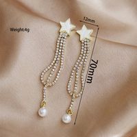 1 Pair Sweet Star Plating Inlay Alloy Artificial Pearls Gold Plated Drop Earrings sku image 1