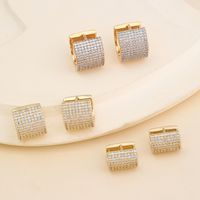 1 Pair Luxurious C Shape Plating Inlay Copper Zircon 18k Gold Plated 24k Gold Plated Earrings main image 1