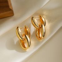 1 Pair Simple Style Commute Geometric Plating Copper 18k Gold Plated Drop Earrings sku image 1