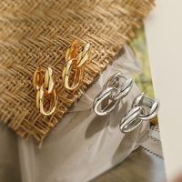 1 Pair Simple Style Commute Geometric Plating Copper 18k Gold Plated Drop Earrings main image 1