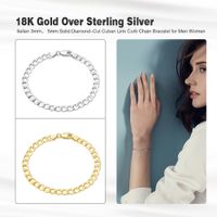 Hip-hop Simple Style Cool Style Solid Color Sterling Silver Plating Chain White Gold Plated Bracelets main image 5