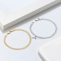 Hip-hop Simple Style Cool Style Solid Color Sterling Silver Plating Chain White Gold Plated Bracelets main image 3