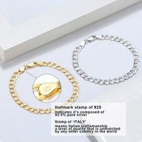 Hip-hop Simple Style Cool Style Solid Color Sterling Silver Plating Chain White Gold Plated Bracelets main image 4