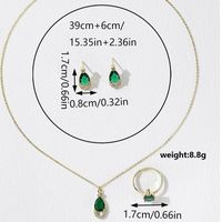 Retro Water Droplets Copper Inlay Zircon Rings Bracelets Necklace main image 2