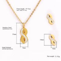 304 Stainless Steel 18K Gold Plated Simple Style Commute Plating Inlay Infinity Artificial Gemstones Jewelry Set main image 2