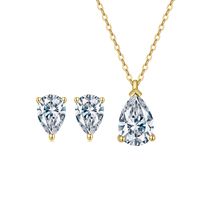 Elegant Luxurious Water Droplets Sterling Silver Inlay Zircon Women's Jewelry Set main image 4