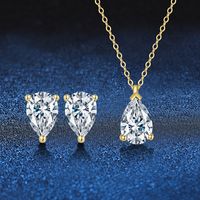 Elegant Luxurious Water Droplets Sterling Silver Inlay Zircon Women's Jewelry Set sku image 2