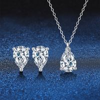 Elegant Luxurious Water Droplets Sterling Silver Inlay Zircon Women's Jewelry Set sku image 1