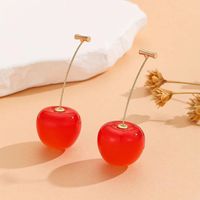 1 Piece Sweet Fruit Glass Gold Plated Drop Earrings main image 3