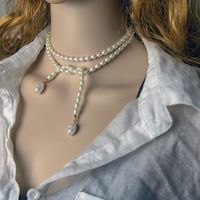 Dame Einfarbig Süßwasserperle Perlen Frau Halskette main image 3