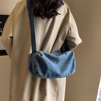 Women's Denim Solid Color Vacation Sewing Thread Square Zipper Shoulder Bag main image 5