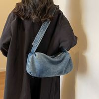 Women's Denim Solid Color Vacation Sewing Thread Square Zipper Shoulder Bag main image 4