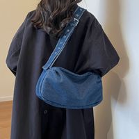 Women's Denim Solid Color Vacation Sewing Thread Square Zipper Shoulder Bag main image 3