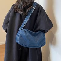 Women's Denim Solid Color Vacation Sewing Thread Square Zipper Shoulder Bag main image 6