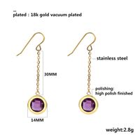 1 Pair Simple Style Round Plating Inlay Titanium Steel Zircon 18K Gold Plated Drop Earrings main image 2