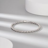 Simple Style Classic Style Shiny Round Sterling Silver Plating Inlay Zircon White Gold Plated Bracelets main image 5