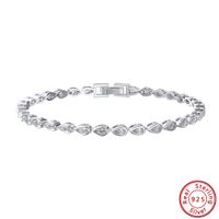 Simple Style Classic Style Shiny Round Sterling Silver Plating Inlay Zircon White Gold Plated Bracelets sku image 3