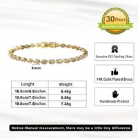 Simple Style Classic Style Shiny Round Sterling Silver Plating Inlay Zircon White Gold Plated Bracelets main image 2