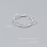 Elegant Simple Style Solid Color Sterling Silver Plating Silver Plated Open Rings main image 1