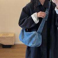 Women's Denim Solid Color Vacation Sewing Thread Square Zipper Shoulder Bag sku image 1
