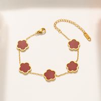 Casual Simple Style Flower Stainless Steel Plating Inlay Shell Gold Plated Bracelets Necklace sku image 5