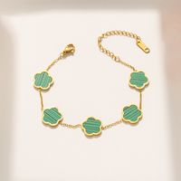 Casual Simple Style Flower Stainless Steel Plating Inlay Shell Gold Plated Bracelets Necklace sku image 7