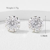 1 Pair Elegant Simple Style Commute Flower Inlay Sterling Silver Zircon White Gold Plated Rhodium Plated Ear Studs sku image 1