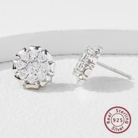 1 Pair Elegant Simple Style Commute Flower Inlay Sterling Silver Zircon White Gold Plated Rhodium Plated Ear Studs main image 3