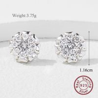 1 Pair Elegant Simple Style Commute Flower Inlay Sterling Silver Zircon White Gold Plated Rhodium Plated Ear Studs main image 6