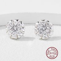 1 Pair Elegant Simple Style Commute Flower Inlay Sterling Silver Zircon White Gold Plated Rhodium Plated Ear Studs main image 1