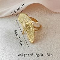 Classical Vintage Style Artistic Ginkgo Leaf Stainless Steel Plating Gold Plated Open Rings main image 2