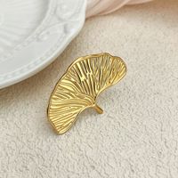 Classical Vintage Style Artistic Ginkgo Leaf Stainless Steel Plating Gold Plated Open Rings main image 5
