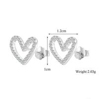 1 Pair Elegant Sweet Heart Shape Inlay Sterling Silver Zircon White Gold Plated Ear Studs sku image 2