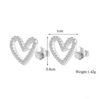 1 Pair Elegant Sweet Heart Shape Inlay Sterling Silver Zircon White Gold Plated Ear Studs sku image 1