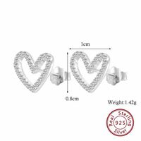 1 Pair Elegant Sweet Heart Shape Inlay Sterling Silver Zircon White Gold Plated Ear Studs main image 6