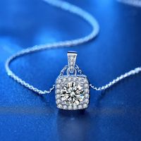 Elegant Princess Glam Square Sterling Silver Plating Inlay Zircon White Gold Plated Pendant Necklace main image 1