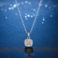 Elegant Princess Glam Square Sterling Silver Plating Inlay Zircon White Gold Plated Pendant Necklace main image 4