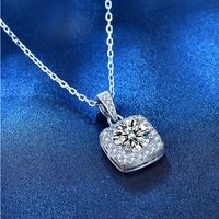 Elegant Princess Glam Square Sterling Silver Plating Inlay Zircon White Gold Plated Pendant Necklace main image 3
