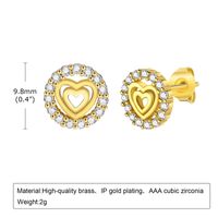 1 Pair Simple Style Animal Star Heart Shape Plating Inlay Copper Alloy Diamond Ear Studs sku image 4