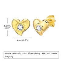 1 Pair Simple Style Animal Star Heart Shape Plating Inlay Copper Alloy Diamond Ear Studs sku image 1