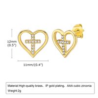 1 Pair Simple Style Animal Star Heart Shape Plating Inlay Copper Alloy Diamond Ear Studs sku image 3