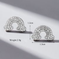 1 Pair Elegant Preppy Style Rainbow Plating Inlay Sterling Silver Zircon White Gold Plated Ear Studs sku image 1