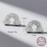 1 Pair Elegant Preppy Style Rainbow Plating Inlay Sterling Silver Zircon White Gold Plated Ear Studs main image 6