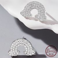 1 Pair Elegant Preppy Style Rainbow Plating Inlay Sterling Silver Zircon White Gold Plated Ear Studs main image 3
