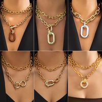 Vintage Style Geometric Solid Color Ccb Alloy Aluminum Plating Chain Women's Pendant Necklace sku image 1