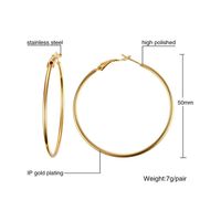 1 Pair Simple Style Geometric 304 Stainless Steel Gold Plated Hoop Earrings sku image 6