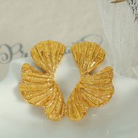 1 Pair Glam Exaggerated Leaves Plating Titanium Steel 18k Gold Plated Drop Earrings main image 3