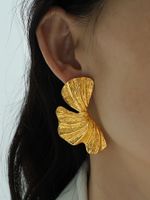 1 Pair Glam Exaggerated Leaves Plating Titanium Steel 18k Gold Plated Drop Earrings main image 4