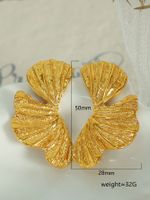 1 Pair Glam Exaggerated Leaves Plating Titanium Steel 18k Gold Plated Drop Earrings main image 2